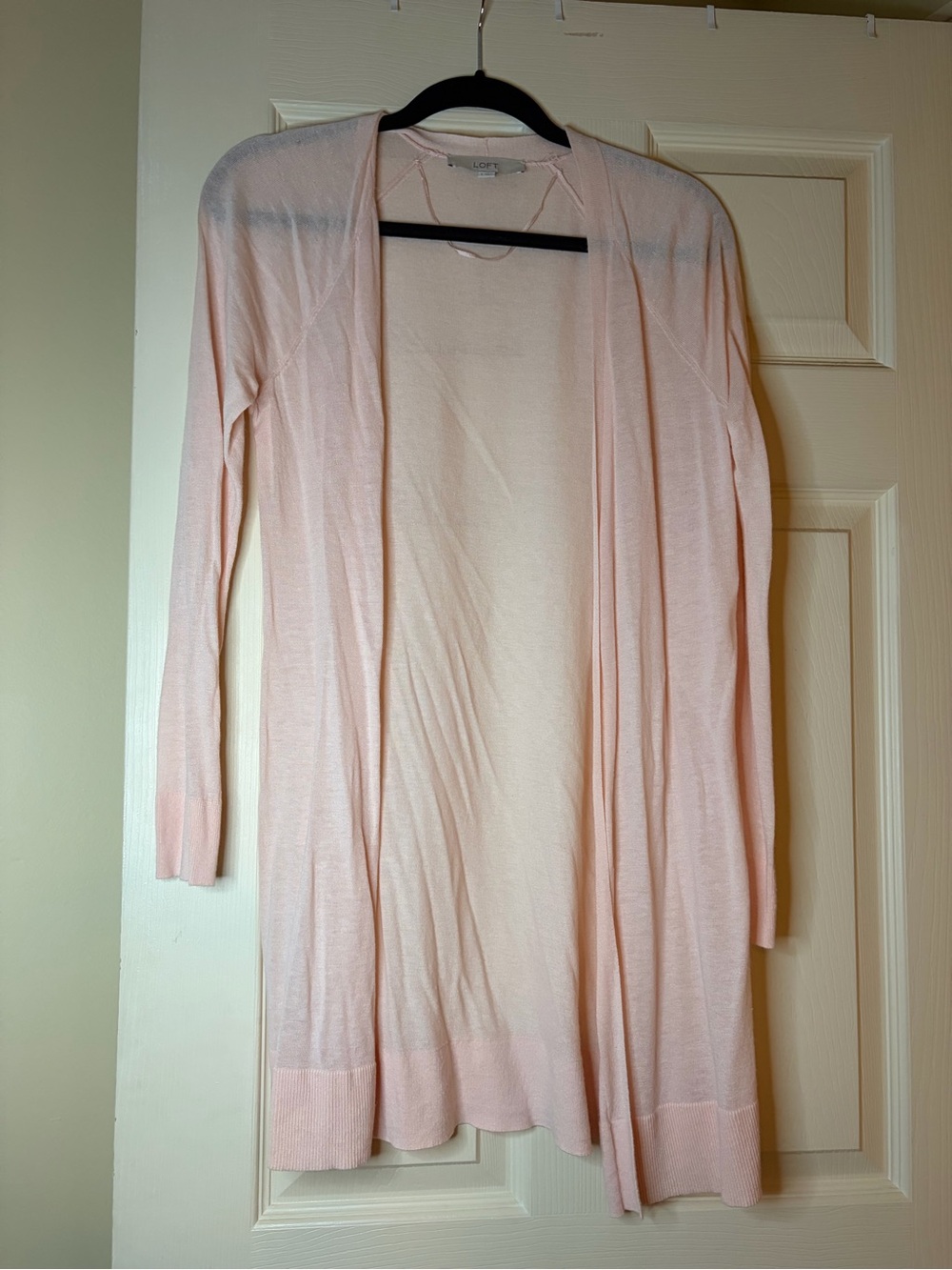 LOFT Light Pink Open-Front Women's Cardigan Sweater